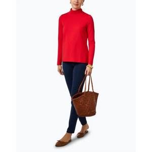 NEW E.L.I. pima cotton mock neck top in red
